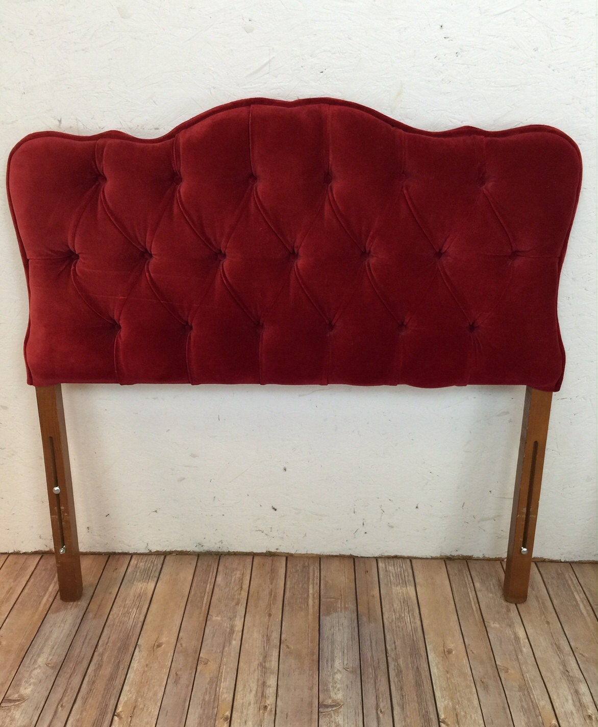 Ruby Red Velvet Tufted Twin Headboards Hollywood Regency Haute Juice