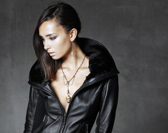 Womens leather bomber jacket | Etsy