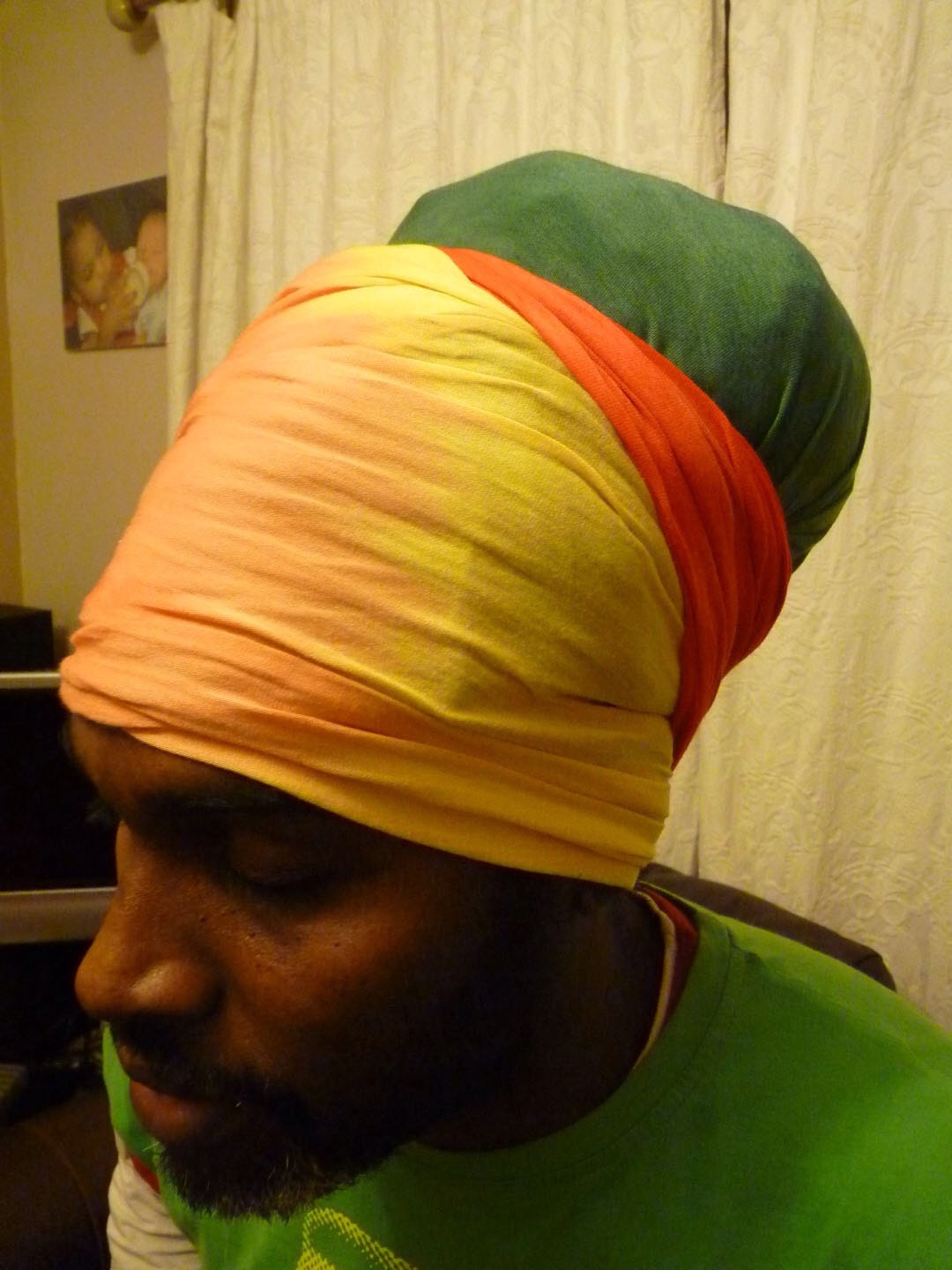 Rasta turban nyabinghi red gold and green tie by Royalrastawear