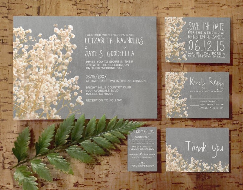 Baby's Breath Wedding Invitation Set/Suite by InvitationSnob