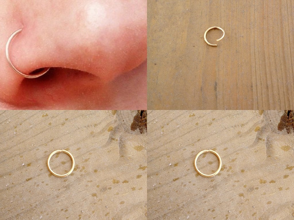 Small gold nose hoop 22 gauge gold nose ring by emilysimplejewelry