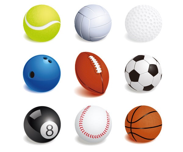 Sport Ball Clip Art Basketball Soccer Football by BlueGraphic