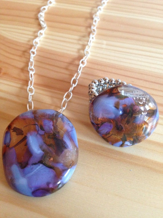 Glass fused necklace by TheTravelingBeadLady on Etsy