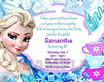 Frozen Invitation - Printable Frozen Tea Party Inspired Invitation - Digital Invite - Frozen Birthday Party - Elsa Anna Olaf Personalized