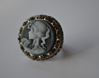 Portrait Woman Adjustable Retro Ring