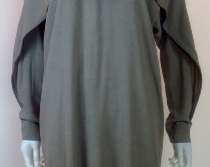 90s Monastic crepe cloque drapey chic designer dress