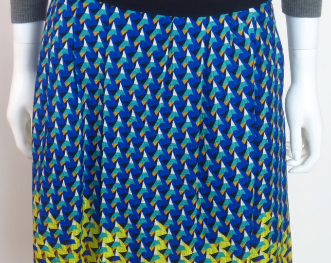 90s Marc Jacobs geometric border print silk pleated skirt