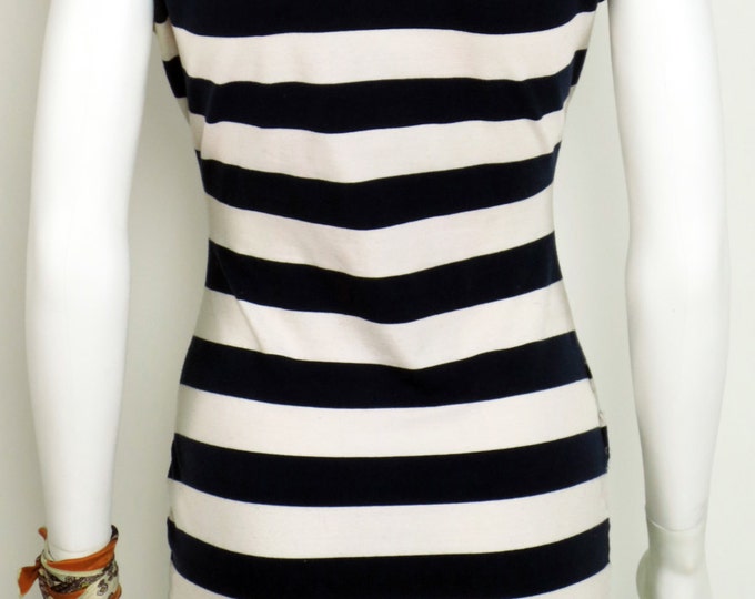 80s Roccobarocco embroidered nautical stripe jersey dress