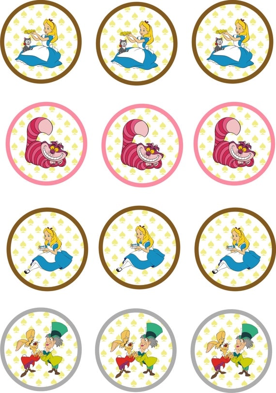 Items similar to Alice in Wonderland Cupcake Toppers