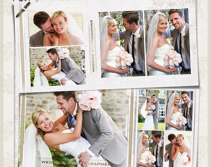 PHOTOBOOK - Wedding - photo book in classic style - Photoshop Templates for Photographers. 12x12 Photo Book/Album Template