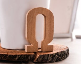 Greek wooden letter - Ω - Omega