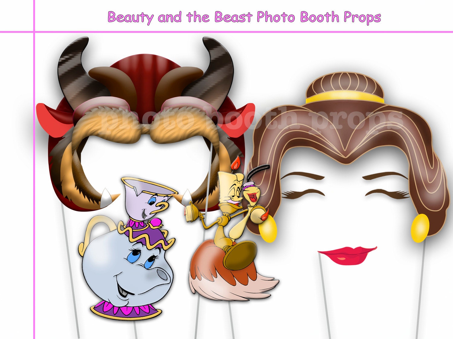 Beauty and the Beast Party Photo booth Props by