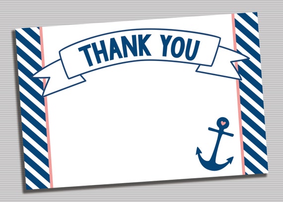 Nautical Thank You Card Printable PDF INSTANT DOWNLOAD