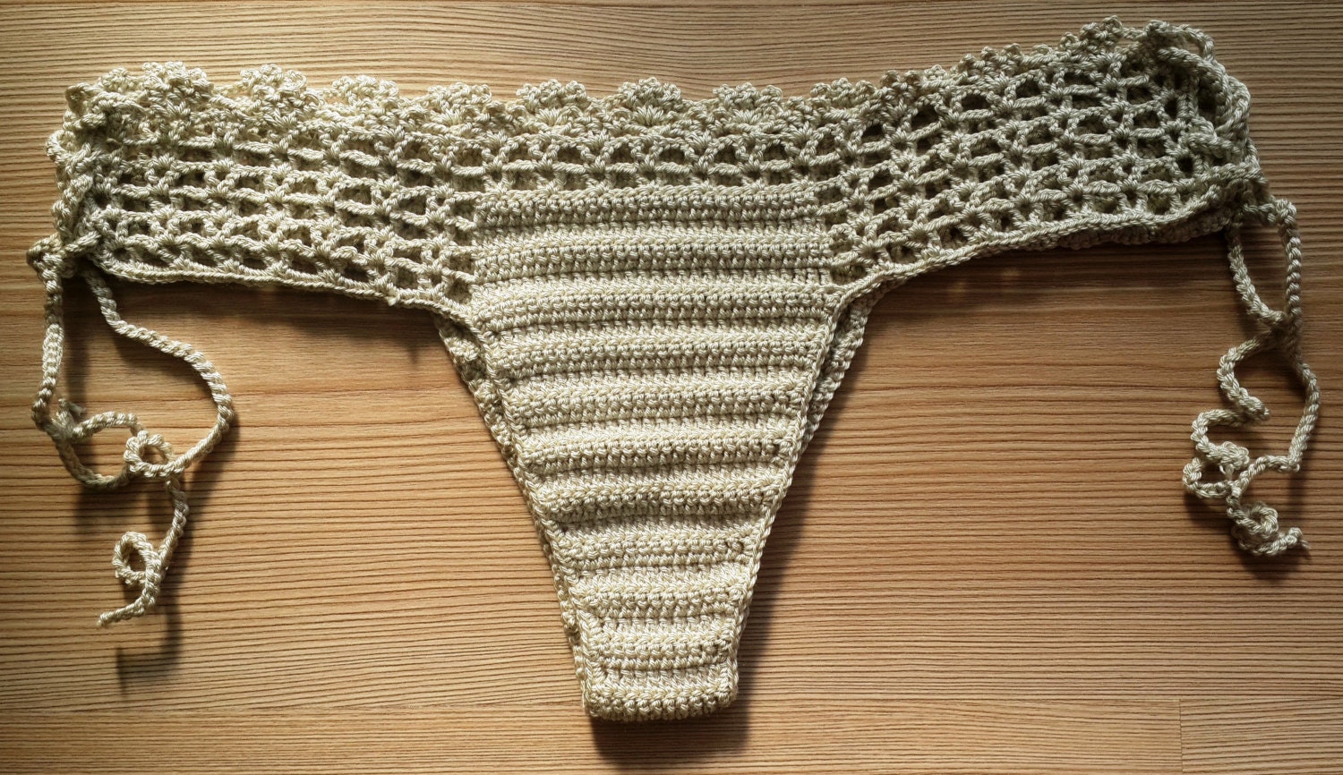 Crochet bikini bottom Beige women brazillian bikini bottom