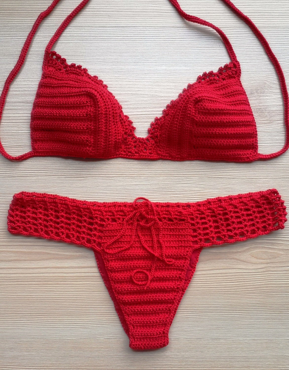 Crochet Bikini Red Full Lined Women Swimwear Women Swimsuit