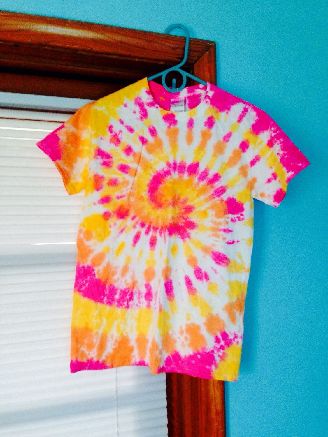 Sunset Spiral Tie Dye Pink Yellow & Orange Tie by beachbumtiedye