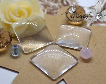 20x20mm square cabochons verre.Pendentif bronze