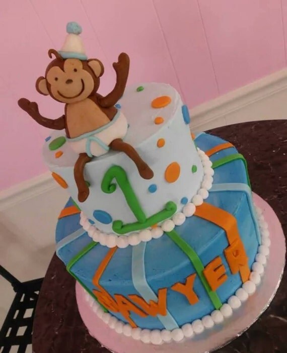 Items similar to Handmade Edible Fondant Monkey Cake ...