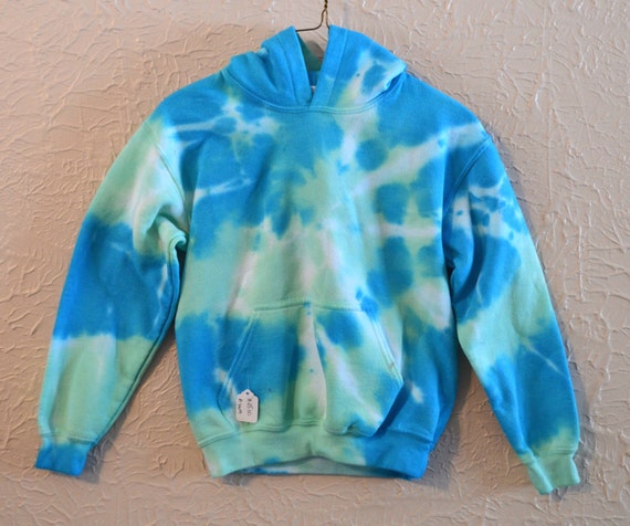 Items similar to M Youth Turquoise Green Hoodie tie dyed sweatshirt on Etsy