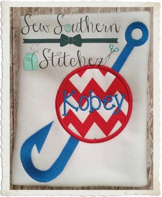 Fishing Hook Applique Design Letters Numbers Names