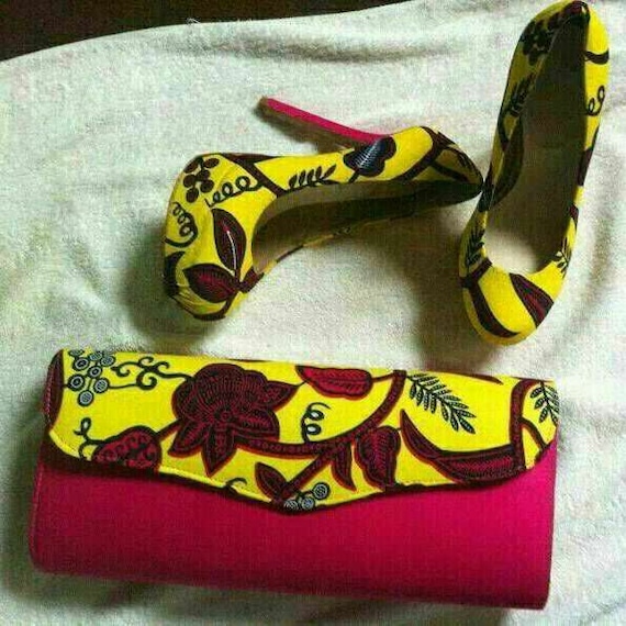 AFRICAN PRINT shoes and purse.