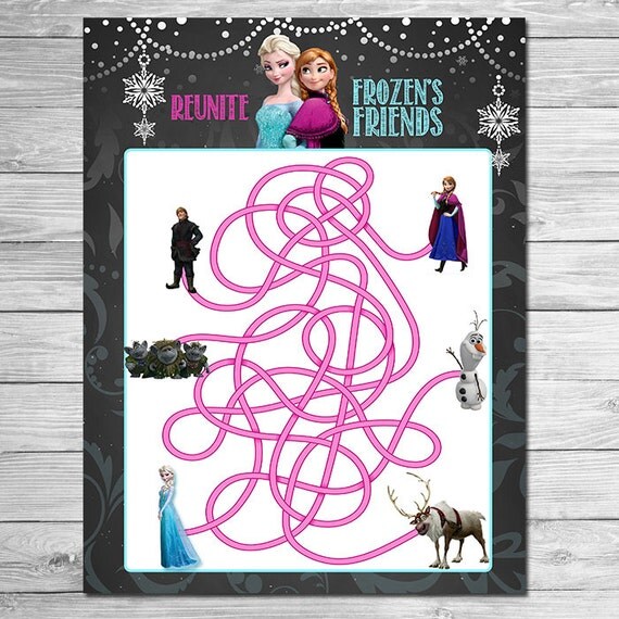 Frozen Rope Maze Chalkboard // Printable Frozen Party Game