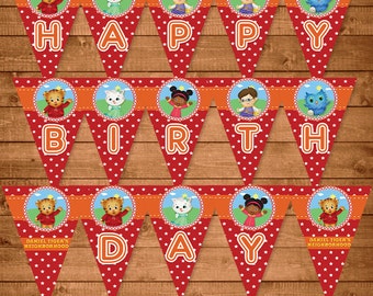 Daniel Tiger Printable Banner Red - Daniel Tiger Birthday Party Banner -- Daniel Tiger Party Favors