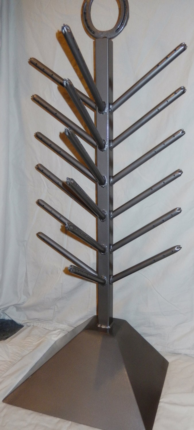 Handcrafted Wrought Iron Mitten Glove Boot Hat Dryer Stand