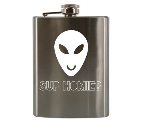 sup HOMIE alien pal // 8oz stainless steel flask with by SoBadAsh