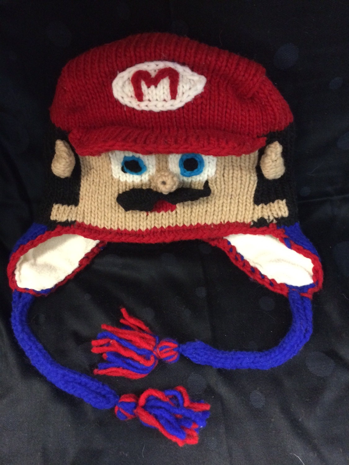 Super Mario Brothers Hand Knit Handmade Winter Wool Hat Fleece