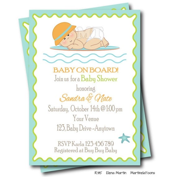 Surfer Baby Shower Invitations 6