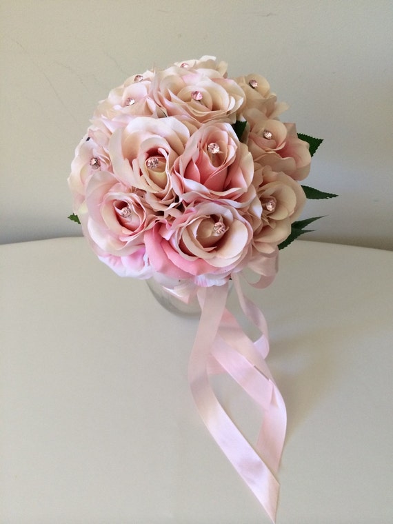 Items Similar To Pink Roses Silk Wedding Bouquet On Etsy