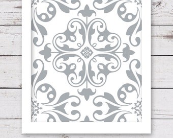 PRINTABLE Art, Silver Gray Art, Bedroom Art, Digital INSTANT DOWNLOAD, Gray Artwork, Bathroom Art, Home Decor, Damask Art