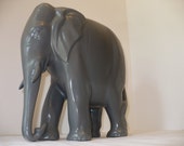 Large Grey Ceramic Elephant Sculpture