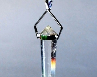 Double Terminated Clear Quartz Pendant Necklace Natural Crystal