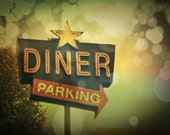 Vintage Retro Diner Sign Photography ~ Bokeh Photography ~ Old Sign Photograph Original Print ~ 8x10 11x14 16x20 Vintage Retro Diner Sign Photography ~ Bokeh Photography ~ Old Sign Photograph Original Print ~ 8x10 11x14 16x20