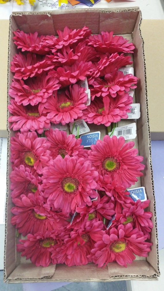 Hot Pink Silk Gerber Daisies Bulk as low by DIYPartyCraftSupply