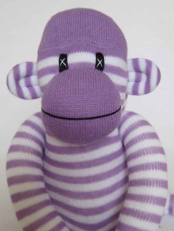 Purple pin striped small sock monkey