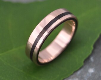 Rose Gold Wood Ring Equinox Nacascolo - ecofriendly recycled rose gold wood wedding band, rose gold wood wedding ring