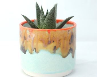 Round Ceramic Planter - Succulent Planter- Handmade Planter - Desert Landscape Colors - Ceramics and Pottery- Modern Ceramics