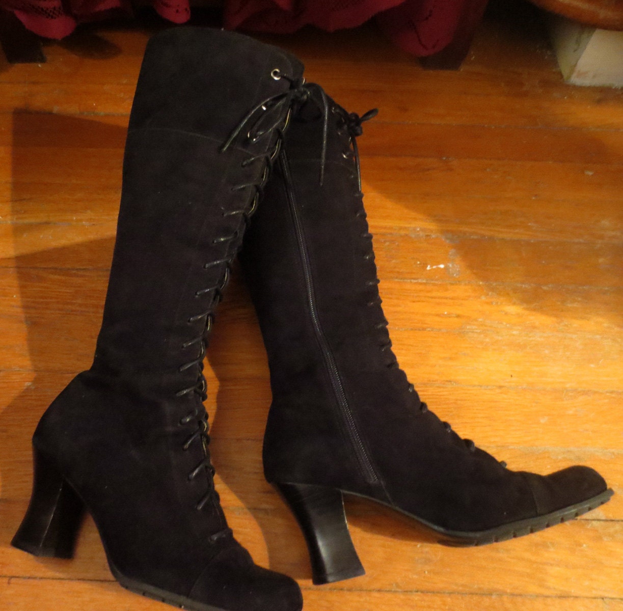 black high heels leather
