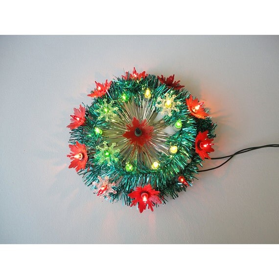 1970s christmas light wreath poinsettia 1970s christmas light wreath poinsettia