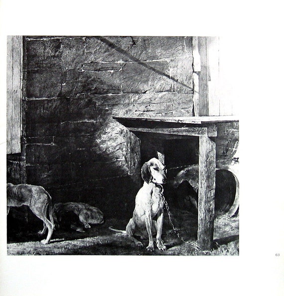 1966 Andrew Wyeth Print Raccoon Black and White Vintage