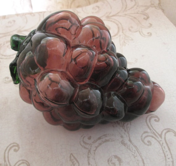 Glass Grape Cluster Vintage 1970s Hand Blown Glass Art