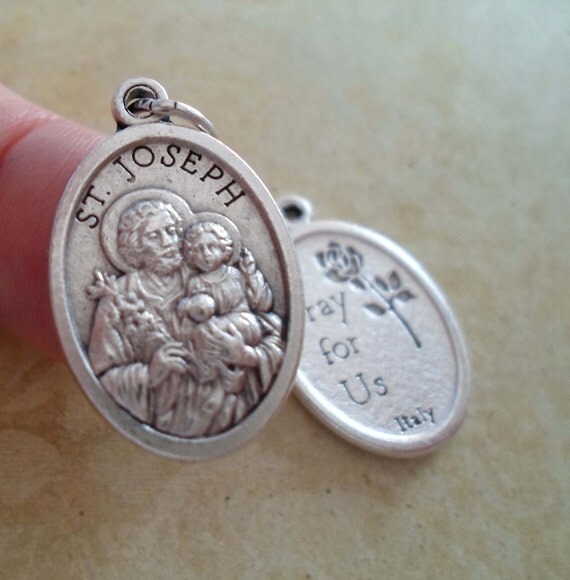 St. Joseph Medal Patron Saint Charm Rosary Parts by MarysPrayers