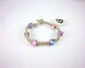Spring Pink Bracelet Hemp Bracelet Floral Bracelet Beaded Polymer Clay Bracelet Upcycled Bracelet Ecofriendly Natural Hippe Boho Jewelry