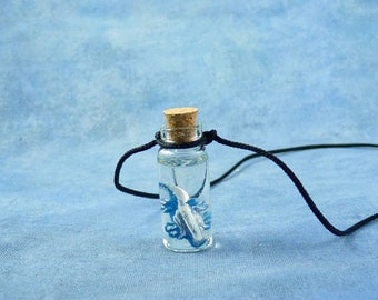 Blue Sea Dragon Specimen Jar Necklace - Handmade Science Jewelry