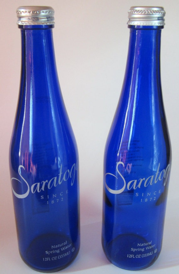 Download Cobalt Blue Glass Bottle Saratoga Spring Sparkling Water Jar Yellowimages Mockups