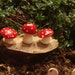Mushrooms - set of 3 Hand made Fairy RED Tiny Toadstools shroom hand made ceramic glazed pottery shrooms