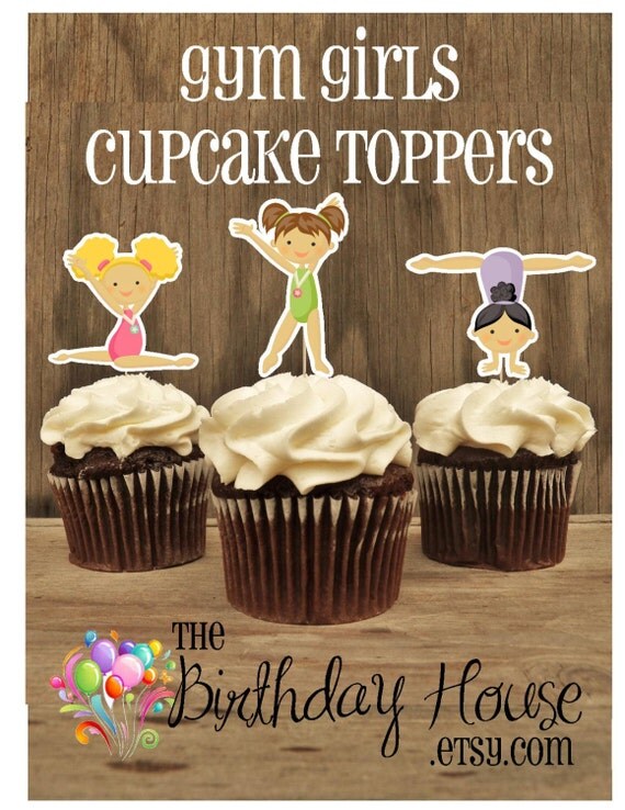 Gym Girls Party - Set of 24 Assorted Gymnastics Cupcake Toppers by The Birthday House Il_570xn